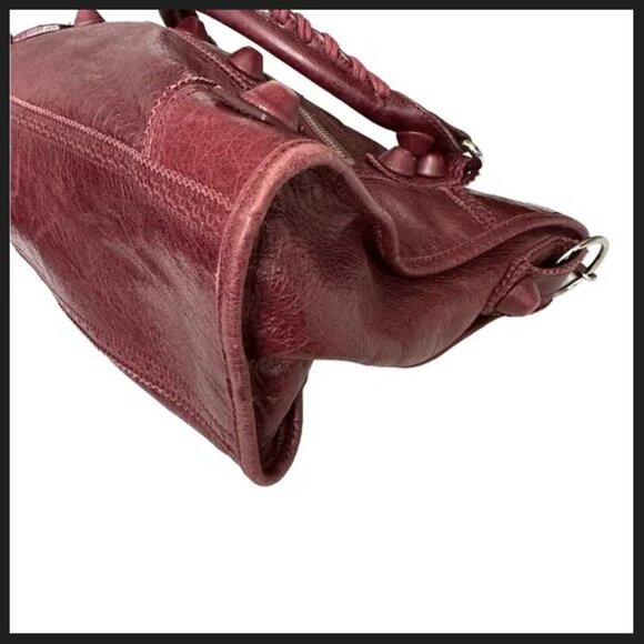 Balenciaga Burgundy City Bag Medium Giant hardware Brogue Purse Satchel - Picture 7 of 15